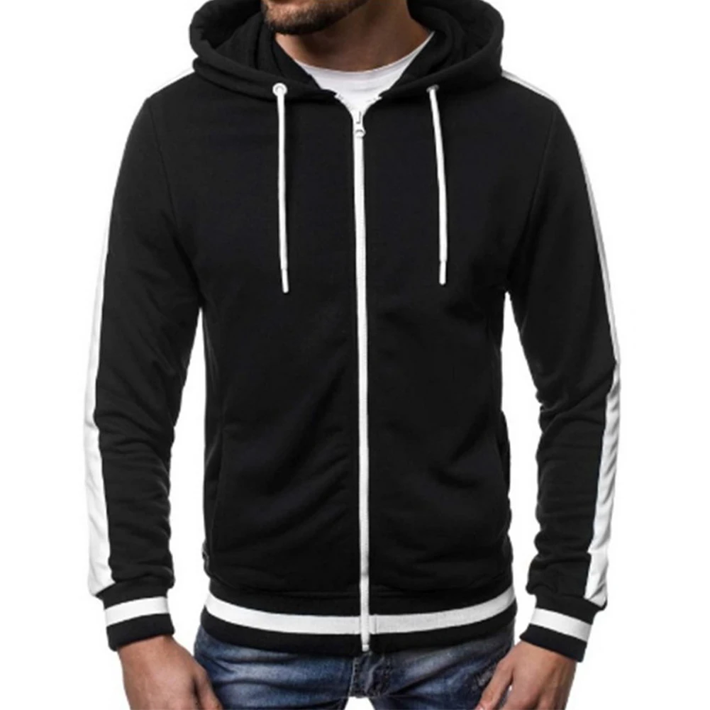 

Mens Sweatshirt Mens Tops Outwear Polyester Regular Running Splice Sports Sweatshirt Zip Up Athletic Comfortable