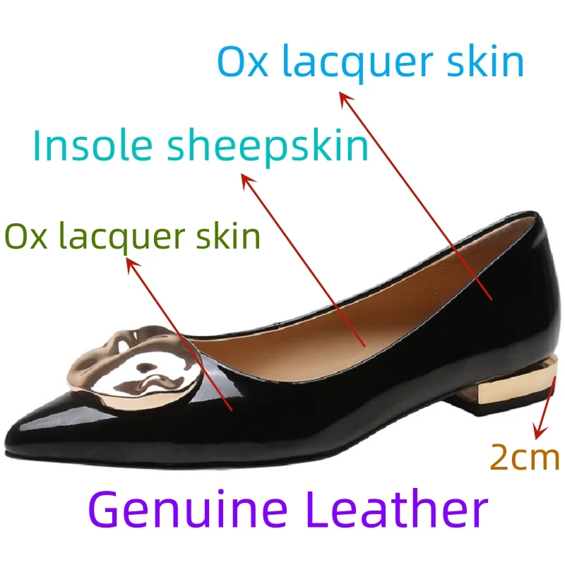 【JOCHEBED HU】Brand Genuine Leather Stiletto Heel Women Shoes Metal Decoration Pointed Toe Pumps Office Ladies Footwear