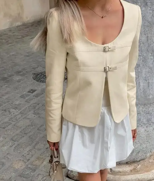 

2025 Autumn Women's Coat Subtle Temperament Fashionable and Casual Apricot Colored Small Suit Simple Commuting Elegant Coat