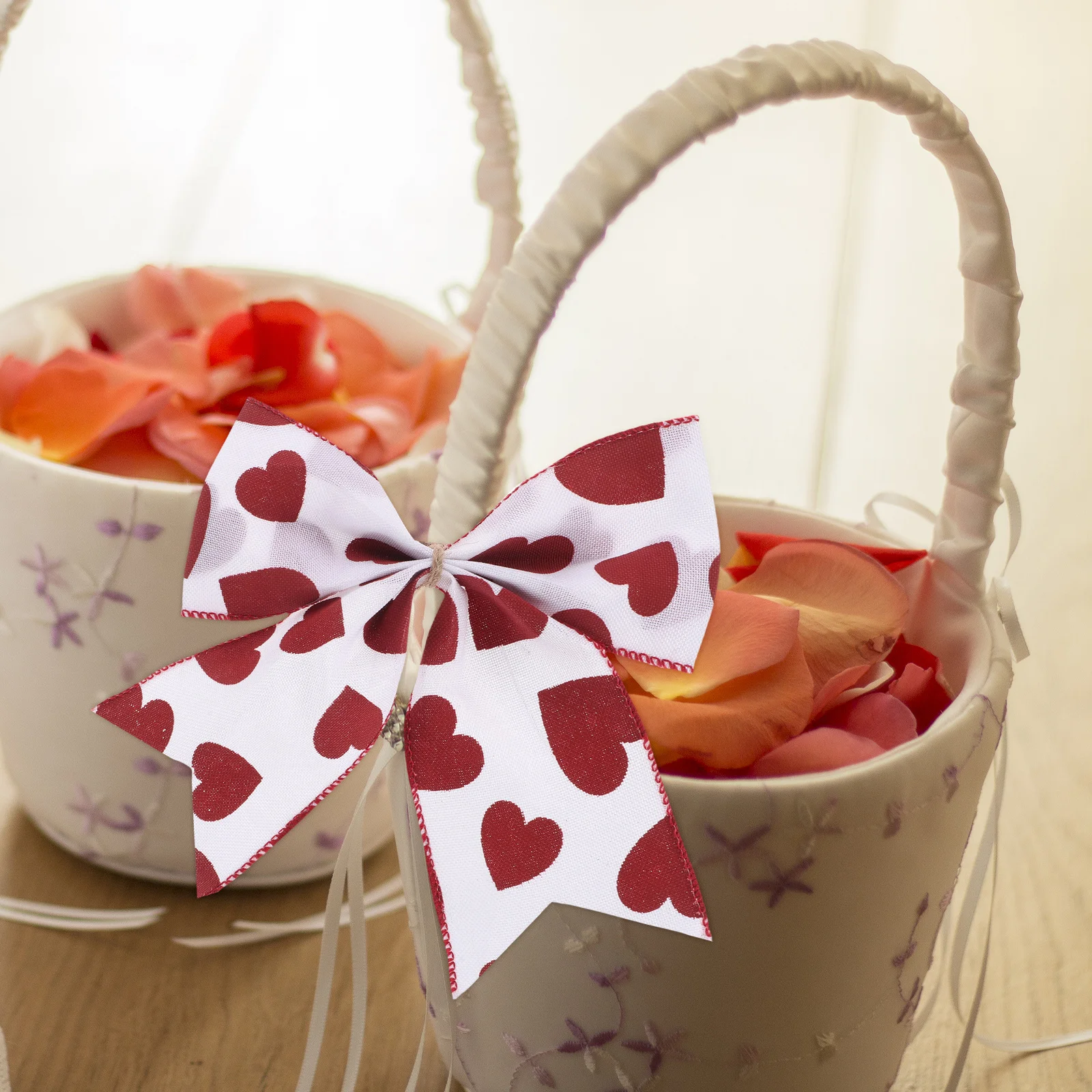 

2 Pcs Heart Bow for Presents Cute Valentine's Day Ribbon Decorative Festive Decoration Love Red Pattern