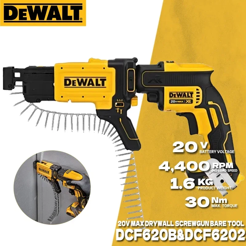 DEWALT 20V Drywall Screw Gun Handheld Automatic Feeding Nailing Machine Brushless 360 Degree Rotation Nail Gun DCF620 DCF6202