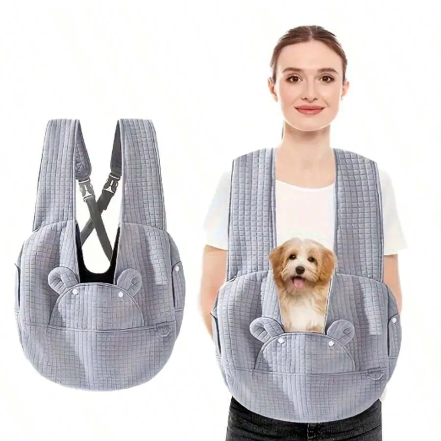 Minimalist Cross-Style Pet Carrier Portable Dog Backpack Small Double-Shoulder Outdoor Front Pack with Ad