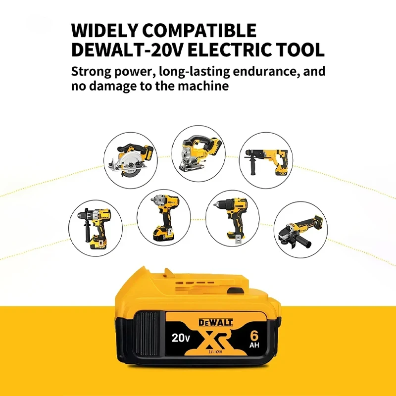 New 100% Genuine Dewalt 20V Power Tools Battery 5.0Ah 6.0Ah Li-lon Rechargeable Battery Combo DCB200 DCB202 DCB205 DCB206 DCB209