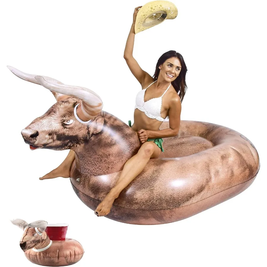 

GoFloats Giant Inflatable Pool Floats - Choose Unicorn Dragon Flamingo Swan or Bull - Includes Drink Float