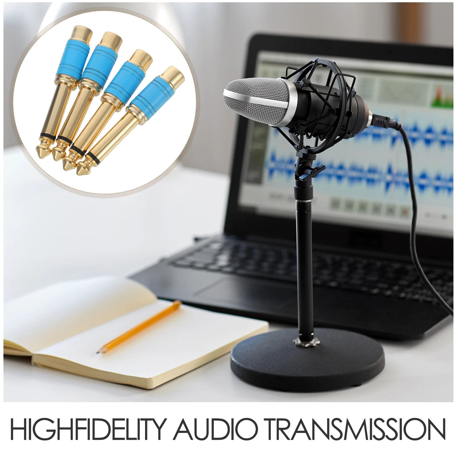 Conector adaptador de Audio macho a hembra, 4 Uds., 6,35 Mm, para micrófono, amplificador de guitarra, conector para auriculares, enchufe estéreo, sonido de alta fidelidad