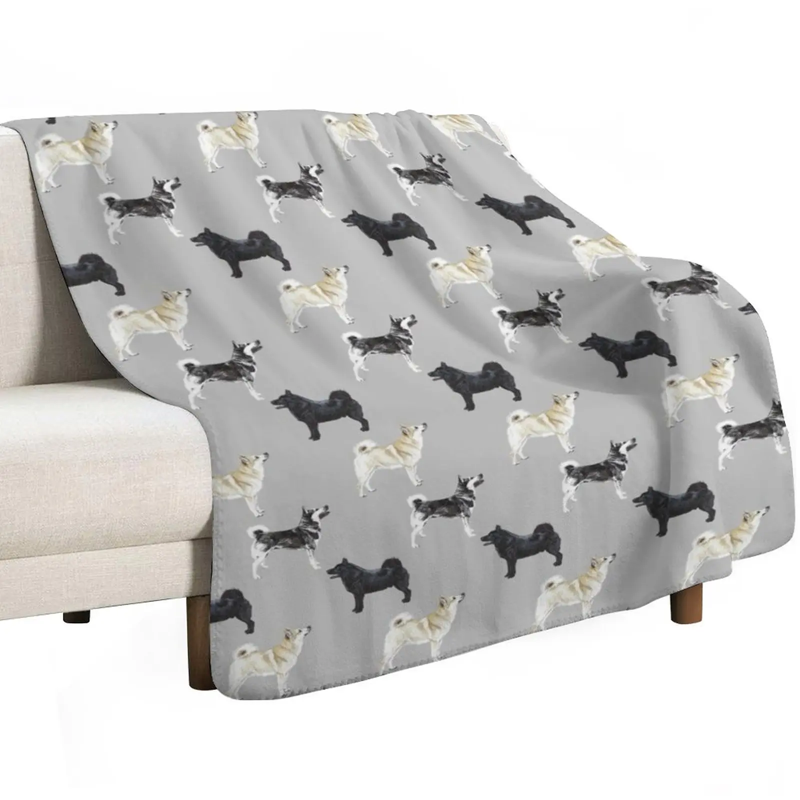 Norwegian Buhund Repeat Pattern Throw Blanket Fashion Sofas Designers Baby Thermal blankets and throws Luxury Thicken Blankets