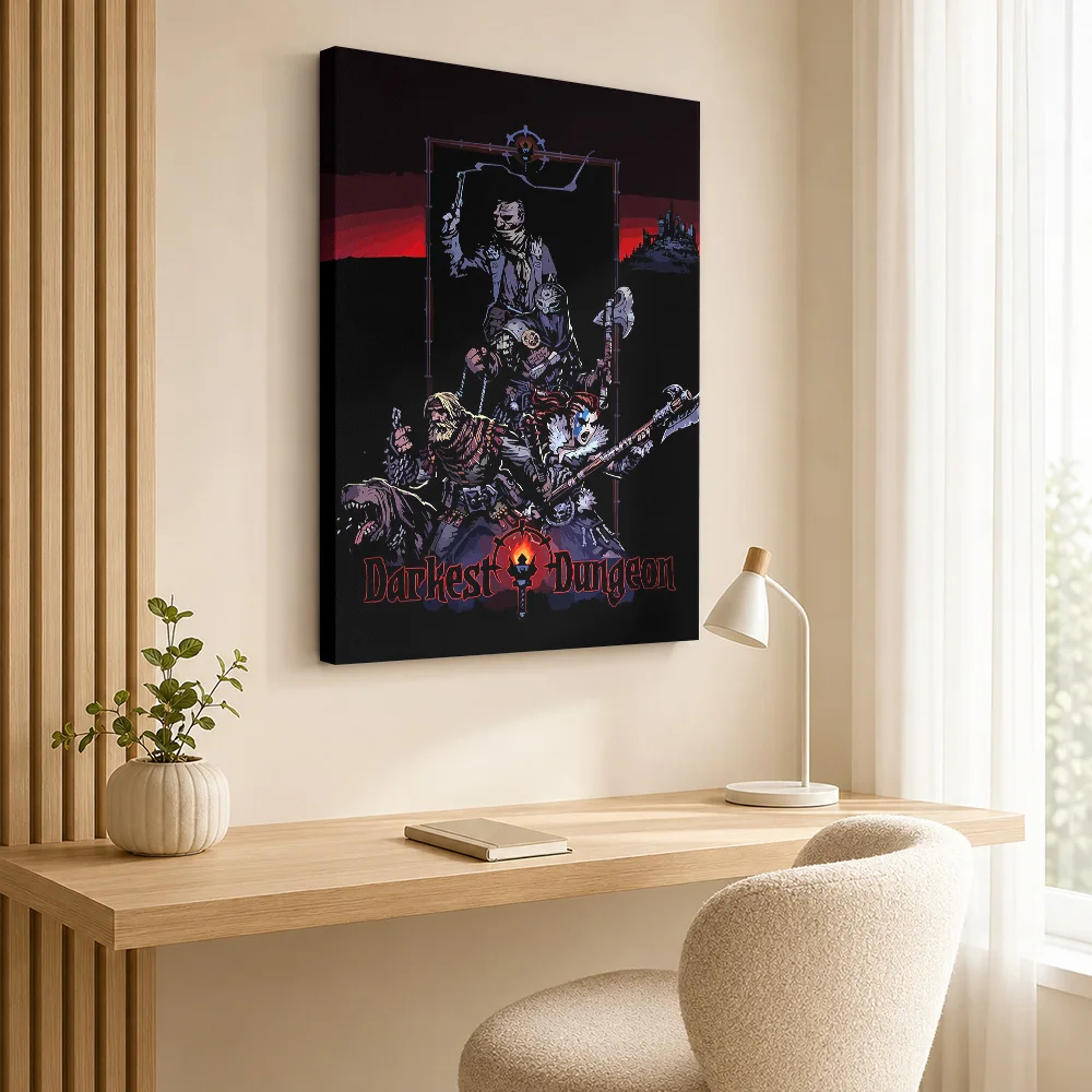 Darkest Dungeon Game Framed Canvas Posters Horror Style Canvas Wall Art With Personalized Photo For Man Cave Ideal Birthday Gift
