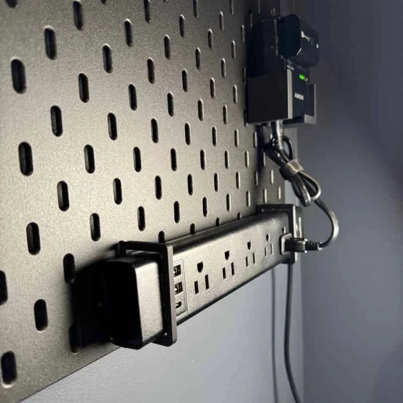 Skadis Pegboard Power Strip Holder Wall Mount Surge Protector Rack Cable Storage Desk Organizer Fitting