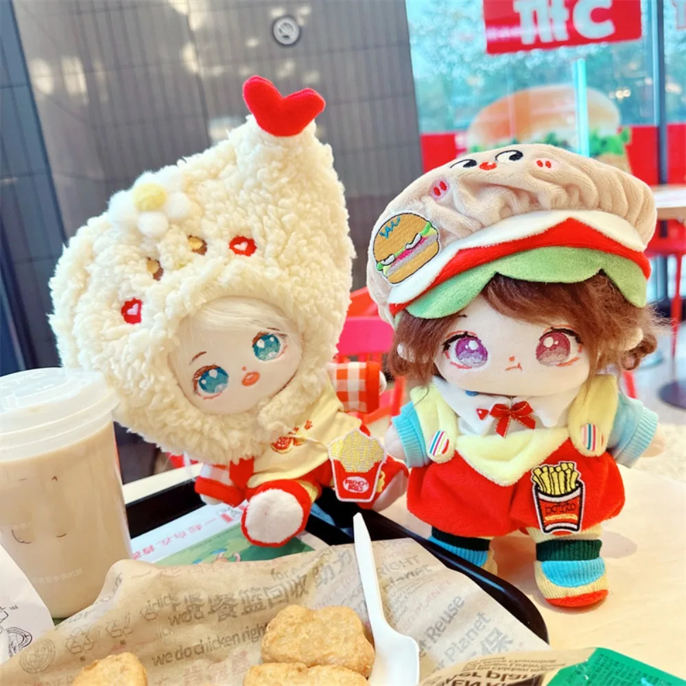 Cartoon 20cm Cotton Doll Food Clothes Mini Hamburg Cotton Doll Clothes Red Fried Chicken 20CM Cotton Doll Rompers Dress Up Toy