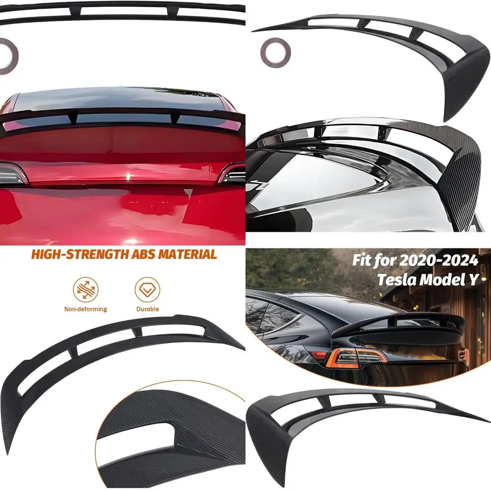 يناسب طراز تسلا Y 2020 2021 2022 2024 جناح سبويلر خلفي ، ملحقات نموذج Y عالية الأداء GT نمط ألياف الكربون