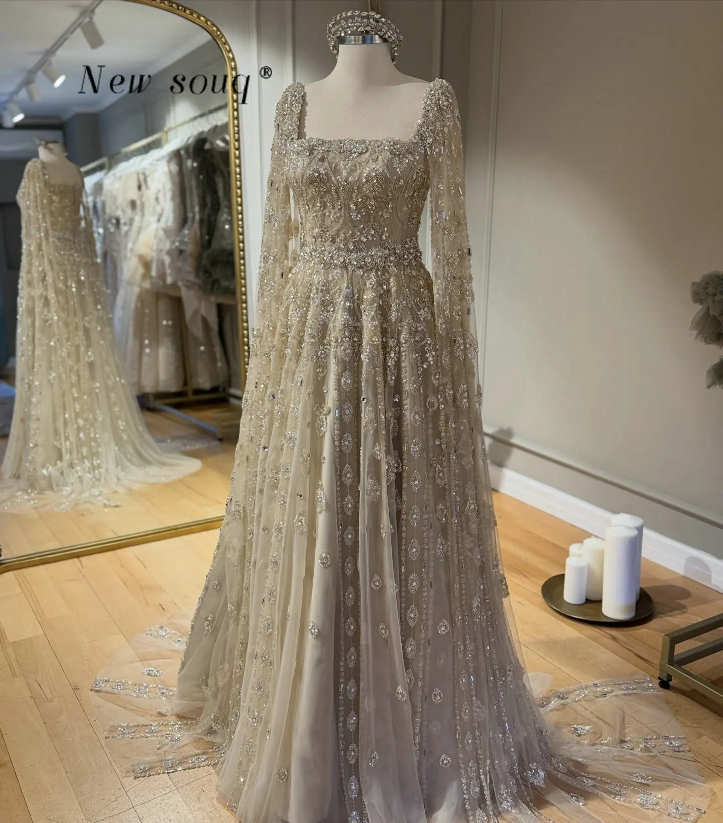 beaded party dress modest cape sleeeve Style 29319 Beaded Cape Sleeve Mother of Bride Gown
