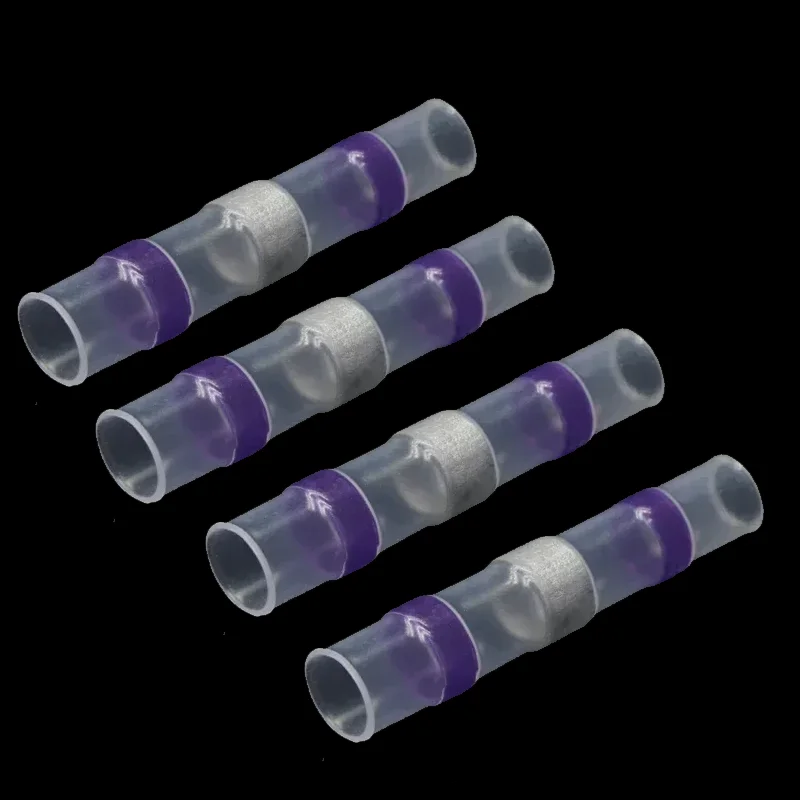 

50pcs Heat Shrink Wire Connectors purple heat Shrink AWG 12 To 14 Butt Electrical Connectors Tinned Solder Sealed Terminals
