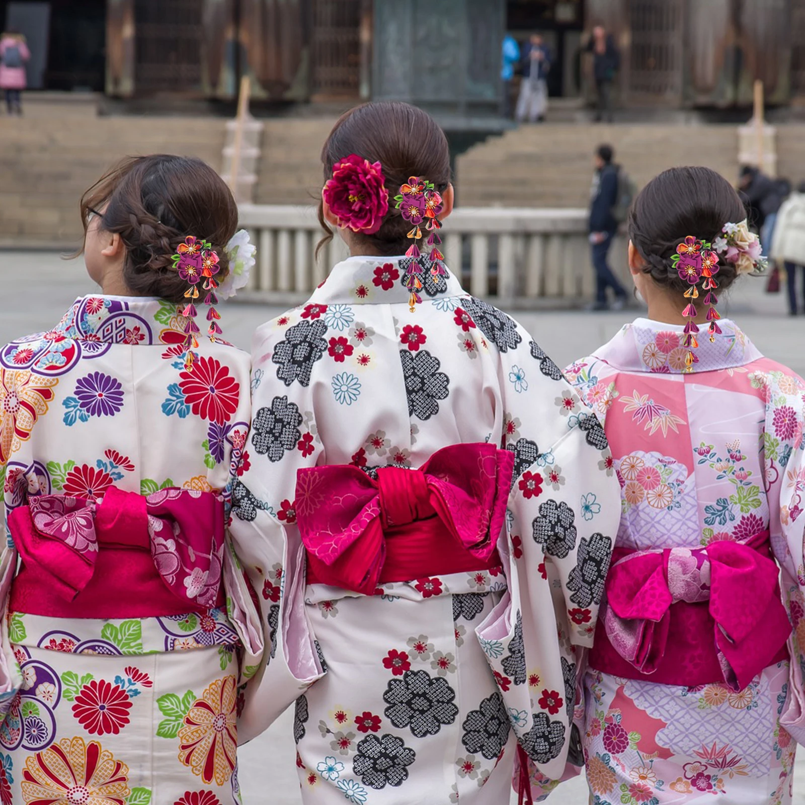 

1Pcs Delicate Handmade Flower Tassel Hair Decoration for Kimono Hanfu Costume Unique Attractive Chinese Style Decor