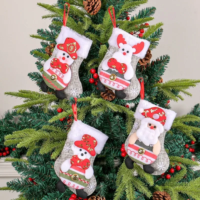 Mini Meias Penduradas De Natal, Enfeites De Árvore De Natal, Pingente Botas Pequenas, Saco De Doces De Ano Novo, Meia Do Presente De Papai Noel, Decoração De Casa