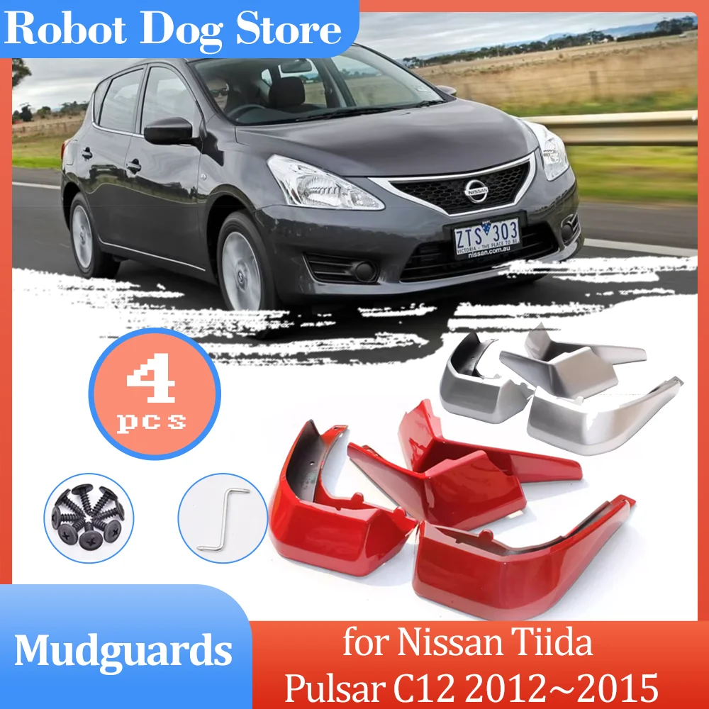 

4pcs Mudguards for Nissan Tiida Pulsar C12 2012~2015 2013 Mud Flaps Part Splash Guards Cover Spoiler Fender Flare Car Accessorie