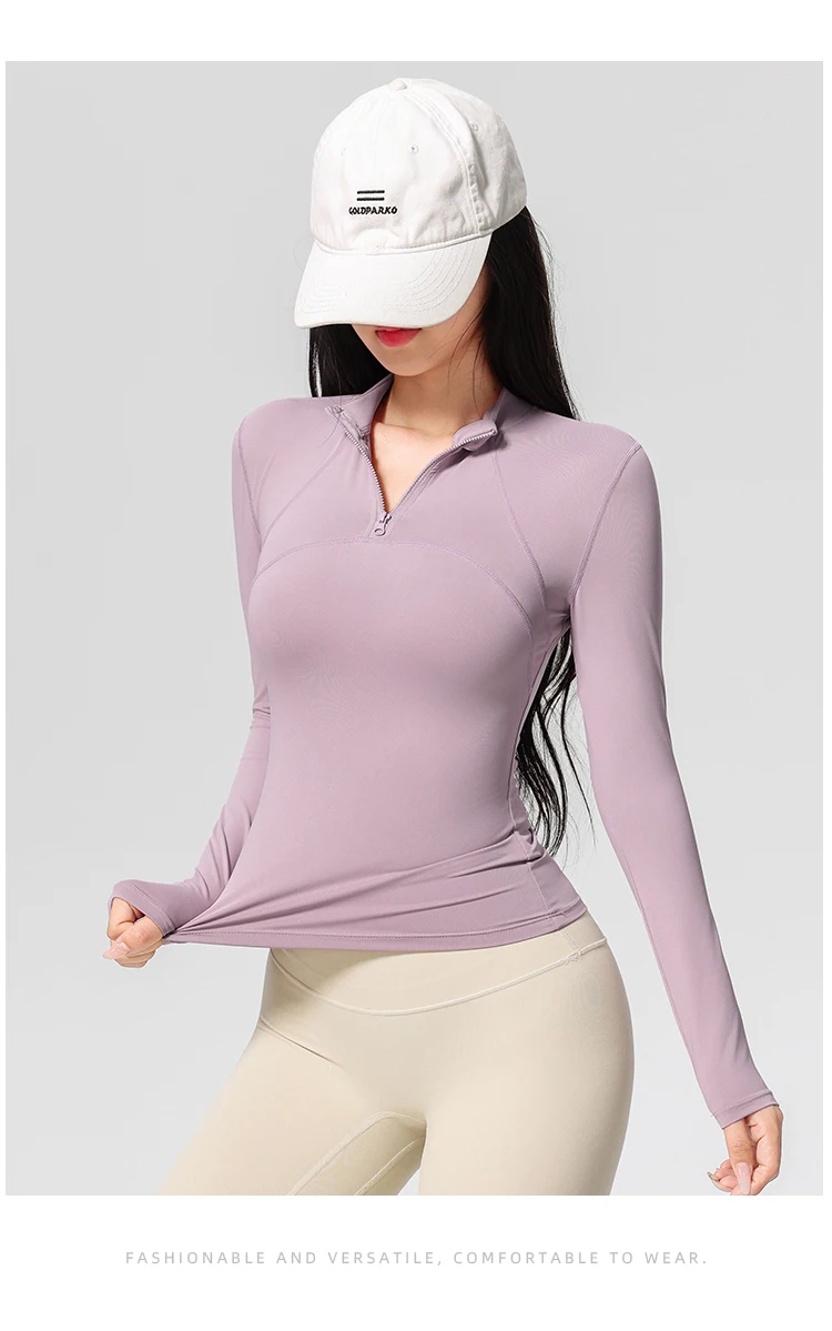 Langarm-Yoga-Trainings-T-Shirt für Damen, Reiten, Sport, Fitness, aktive Kleidung, Oberteil, bequemes, atmungsaktives Trainingsshirt – Detail 11