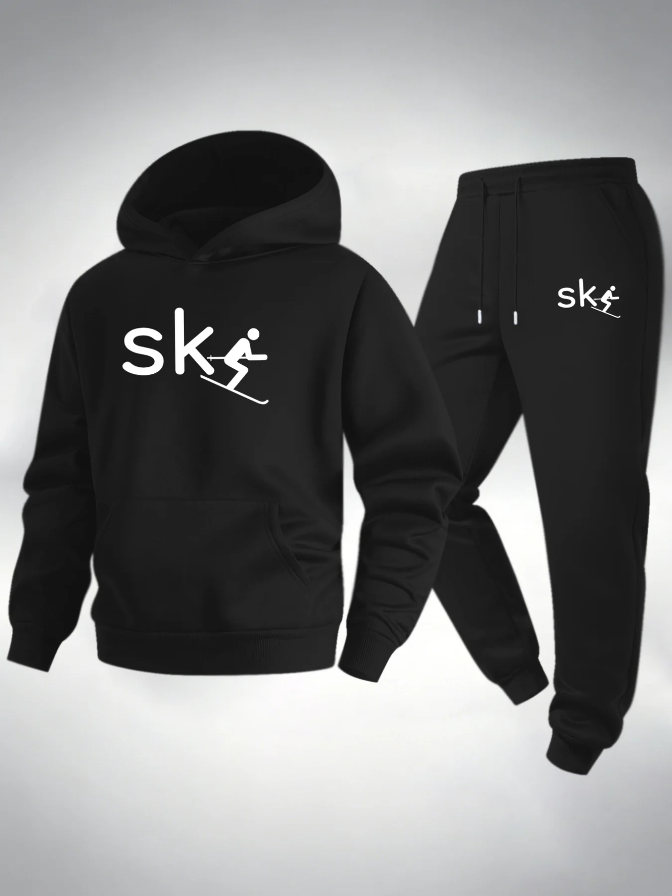 Men Men 2 Pieces Tracksuit Ski Skier Print Hoodie and Jogger Pants Set, Autumn Winter Casual Street Hooded Sweatshirt Sport Suit - Aliexpress Deal