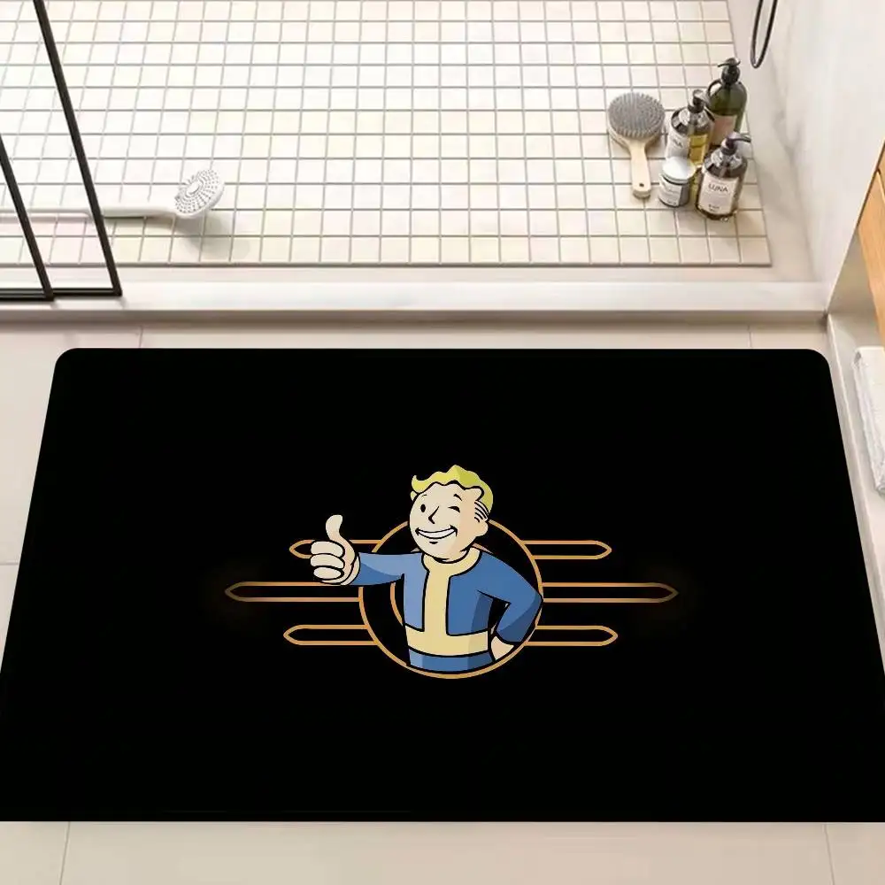 Games V-Vault T-Tec Logo Entrance Door Mat Washable Non-Slip Living Room Sofa Chairs Area Mat Kitchen Welcome Doormat