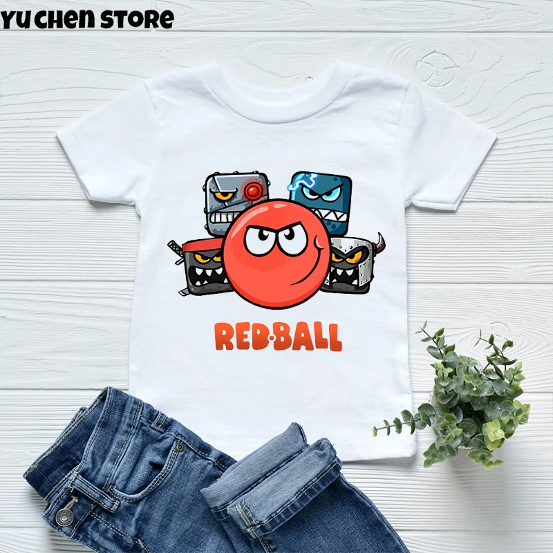 T-shirt For GirlsBoys Shop Red Ball 4 Cartoon Print Boys T-shirts Fashion Casual Toddler T-shirts Cute Kids Clothes Tops 3-13Y