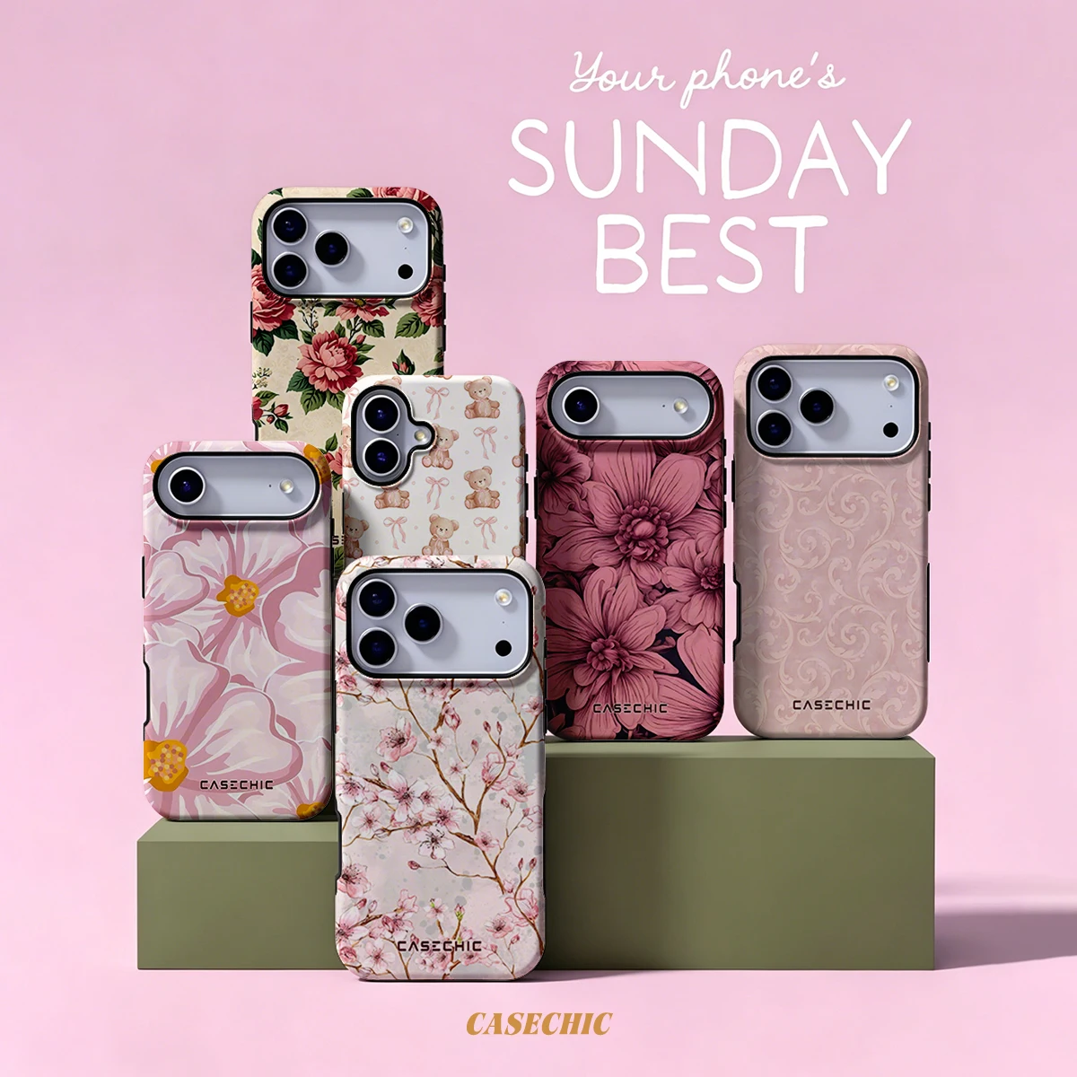 Blush Cherry Blossom For Samsung Galaxy S26 S25 S24 A56 A36 Phone Case Double-Layer Protection Cover for Women Girl CaseChic