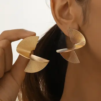 復古扭曲螺旋造型耳環,女士派對婚禮氣質飾品,幾何金色銀色金屬耳環 6 最佳銷售 新娘耳環 - №1