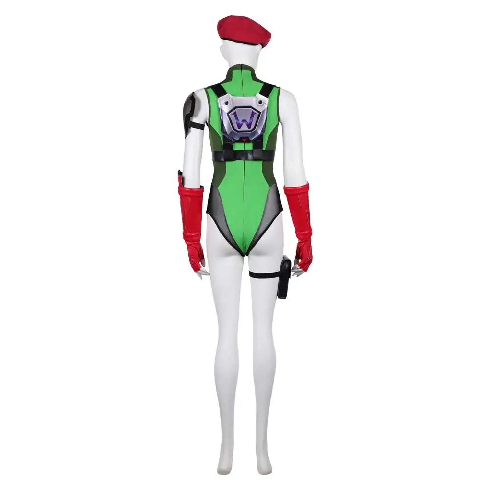 OW x Fighter Cammy Widowmaker Cosplay Fantasy Kostium Przebranie dla Kobiet Dziewcząt Kombinezon Czapka Uniform Zestaw Halloween Karnawałowy Strój