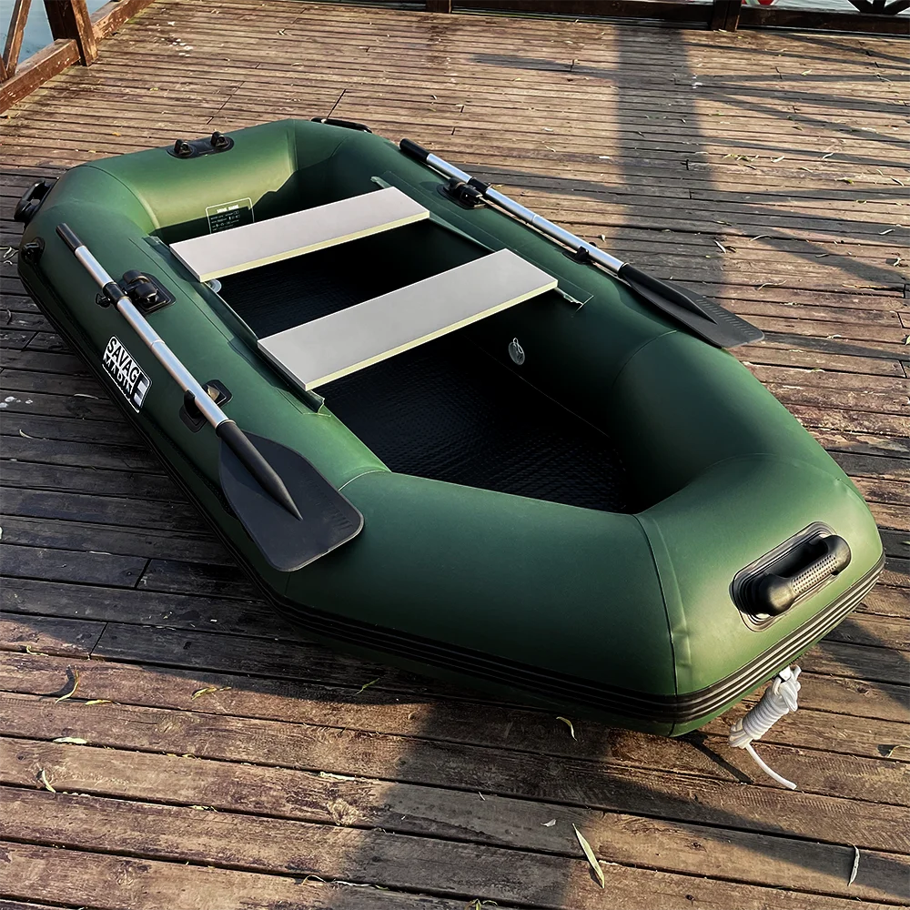 Barco de pesca inflable de PVC, kayak de remos para 3 personas de 240 cm, balsa de canoa, aerodeslizador de bote con parte inferior de cubierta de aire