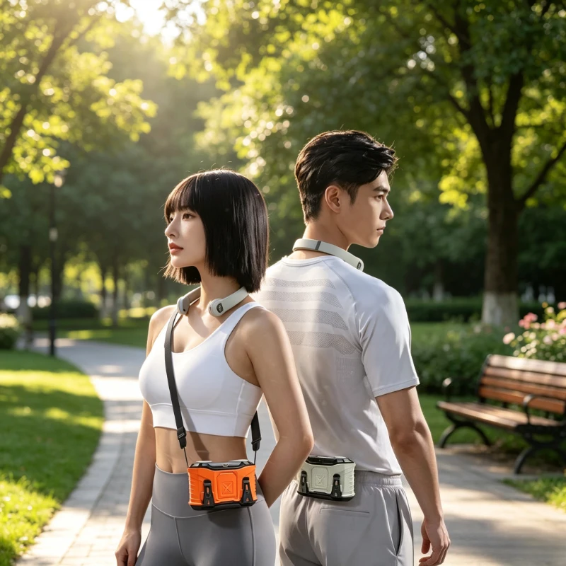 Dual Core Semiconductor Waist Fan Cooling Clip Rechargeable Portable Personal Fan for Outdoor Work Orange Pro Daily Use 허리 선풍기