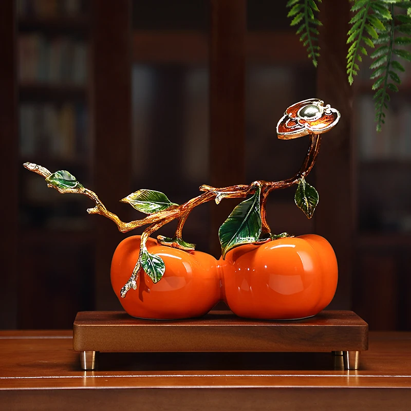 

Everything goes well, persimmon ornament, living room entrance wine cabinet decoration, send the leader a house warming gift