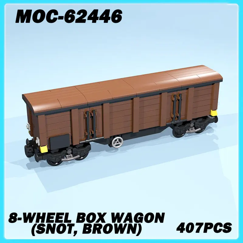 

MOC-62446 Мини-поезд, серия строительных блоков, 8-колесная коробка, универсал (СОТ, коричневый), модель, образовательная головоломка, кирпич, игрушка для начинающих, подарок, 407 шт.