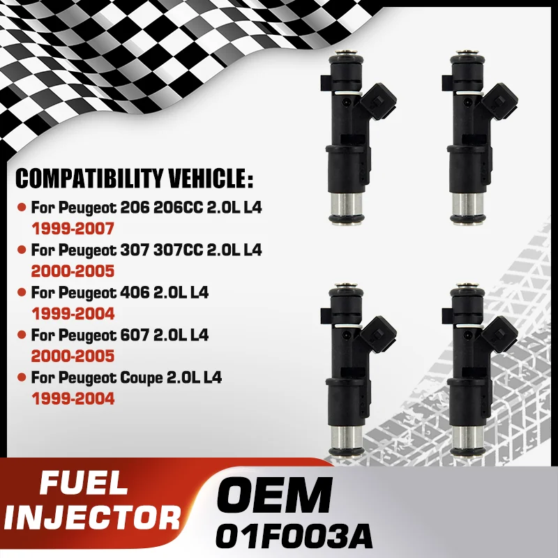 

1/4 Pcs Fuel Injectors Nozzle For Peugeot 206 206CC Peugeot 307 307CC Peugeot 406 Peugeot 607 Peugeot Coupe 01F003A 0280156328