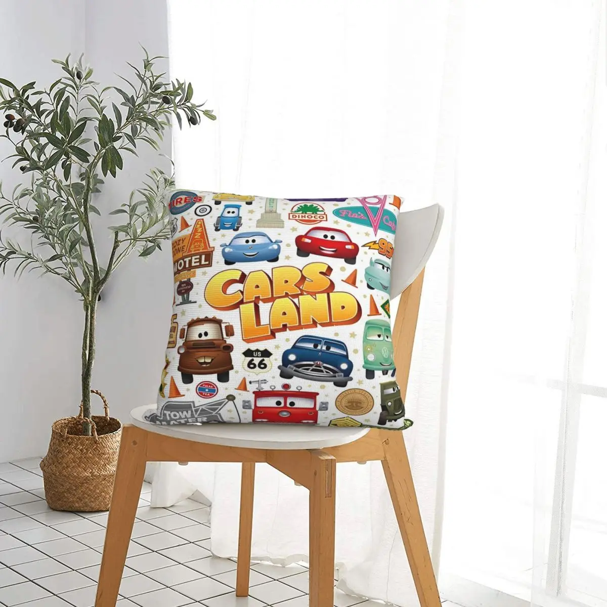 Life Is A Highway Lightning McQueen Cars Pillowcase Polyester Cushion Cover Decorations Throw Pillow Case Cover Square 40*40cm