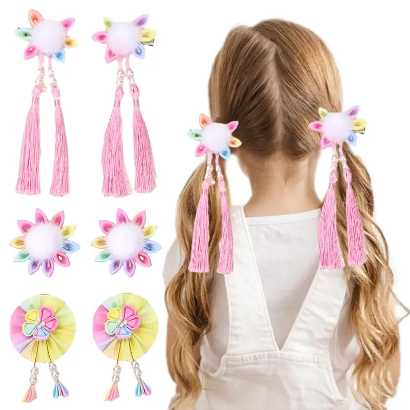 

ncmama 2Pcs Cute Pearls Flower Hair Clips Fringed Pendant Hairpin for Baby Girls Faux Fur Barrettes Headdress Hair Accessories