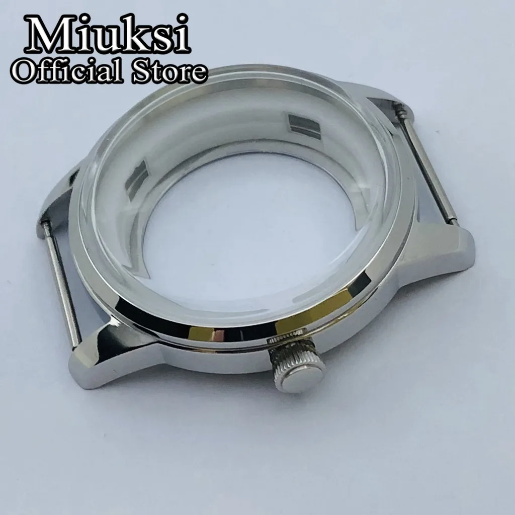 Miuksi 40mm silver watch case bubble dome glasss fit NH34 NH35 NH36 NH38 NH70 NH72 movement