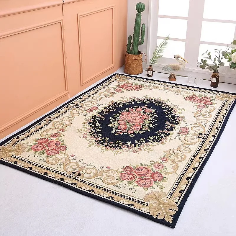 Europe Floral Carpet Living Room Jacquard Sofa Coffee Table Floor Mat Woven Non-slip Area Rug Light Luxury Large Bedroom Carpet