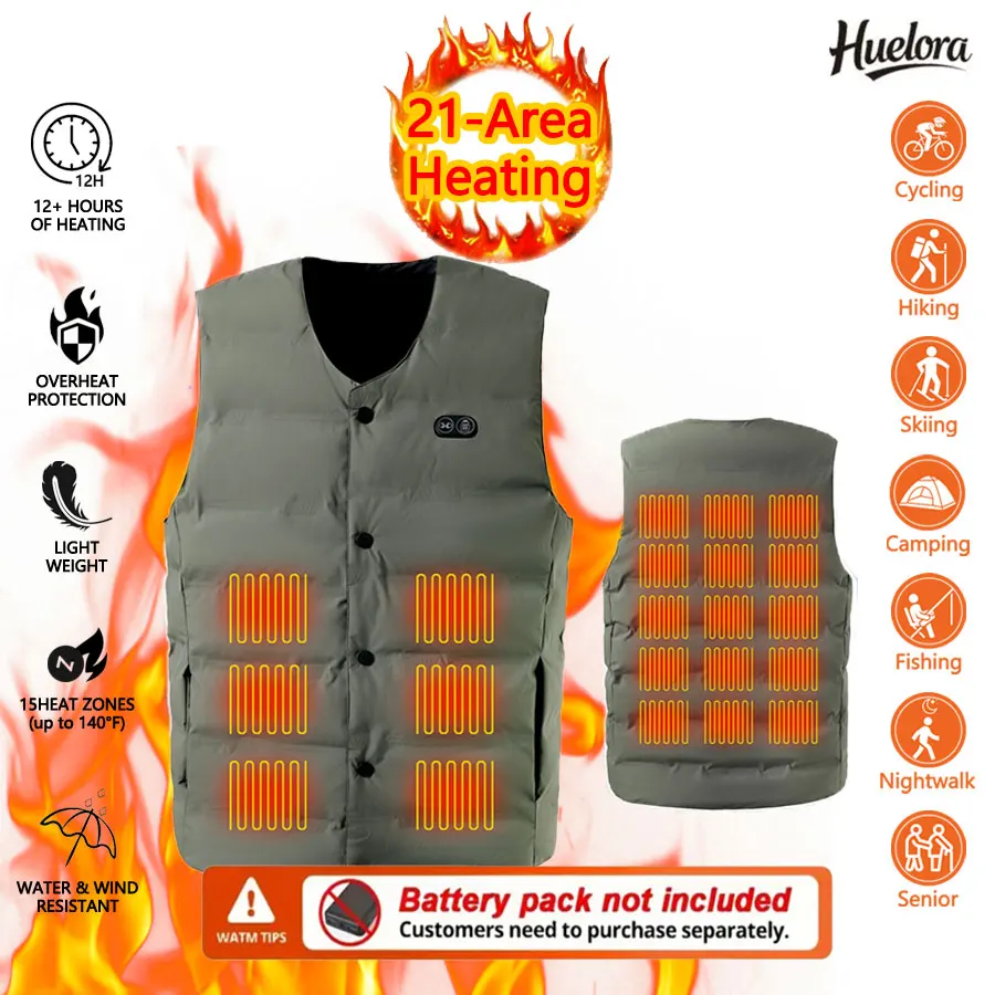 Chaleco calefactable Winter Zone 21 Chaleco calefactable Chaqueta eléctrica inteligente sin mangas para hombre Chaleco térmico para mujer (Power Bank no incluida)