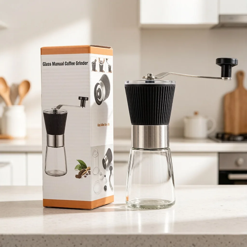 Portable Manual Coffee Grinder Hand Crank Coffee Bean Grinder Adjustable Burr Coffee Mill for Home Use