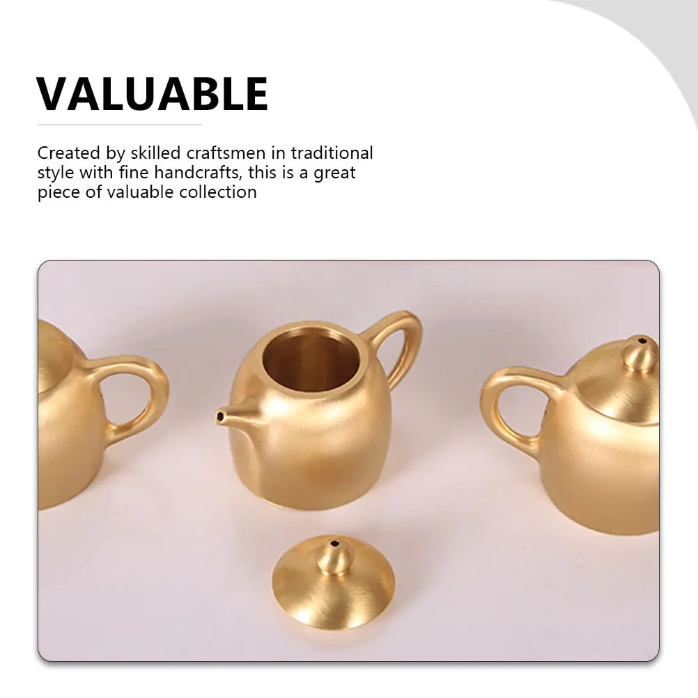 

Chinese Style Mini Brass Teapot Ornament Creative Home Desktop Decoration Decorative Tabletop Adornment Office Craft Gift
