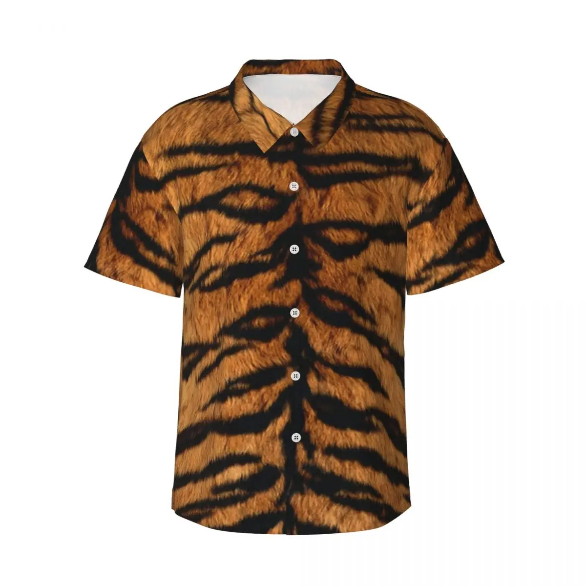 Unique Tiger Print Casual Shirt Wild Animal Fur Elegant Hawaii Shirts Man Short-Sleeve Vacation Harajuku Oversized Blouses