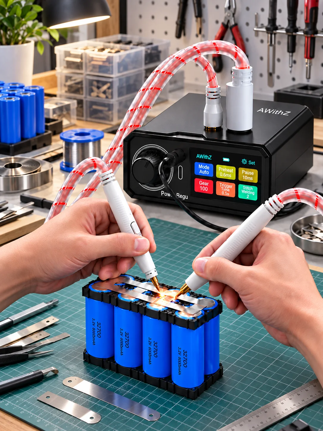 Awithz UK3 Przenośna Zgrzewarka Akumulatorowa DIY Mini Maszyna do Zgrzewania Akumulatorów Litowych 18650 Narzędzie do Zgrzewania Pakietów Akumulatorów 10000mAh Zgrzewa do grubości 0,7mm — 2