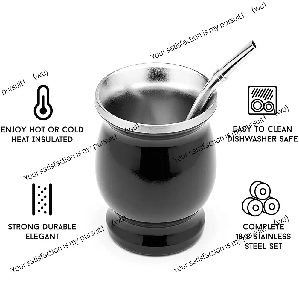 304 Stainless Steel Mate Cup 8 oz Double Layer. Comes with Cleaning Brush
