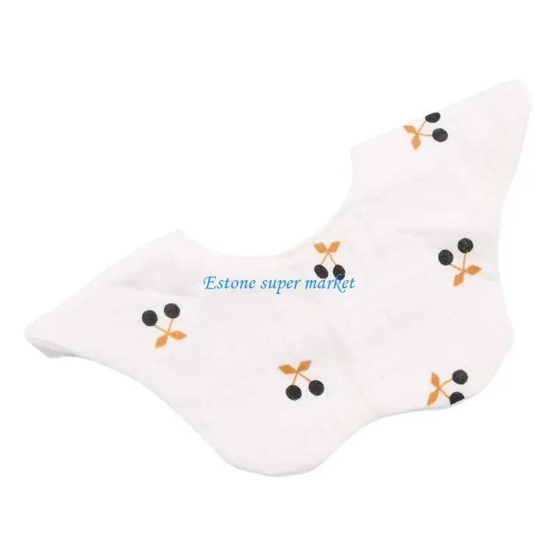 

090B Cartoon Printed Baby Bib Round Petal Saliva Towel Comfortabel Cotton Breathable Apron Newborn 360 Degree Rotation Bandan