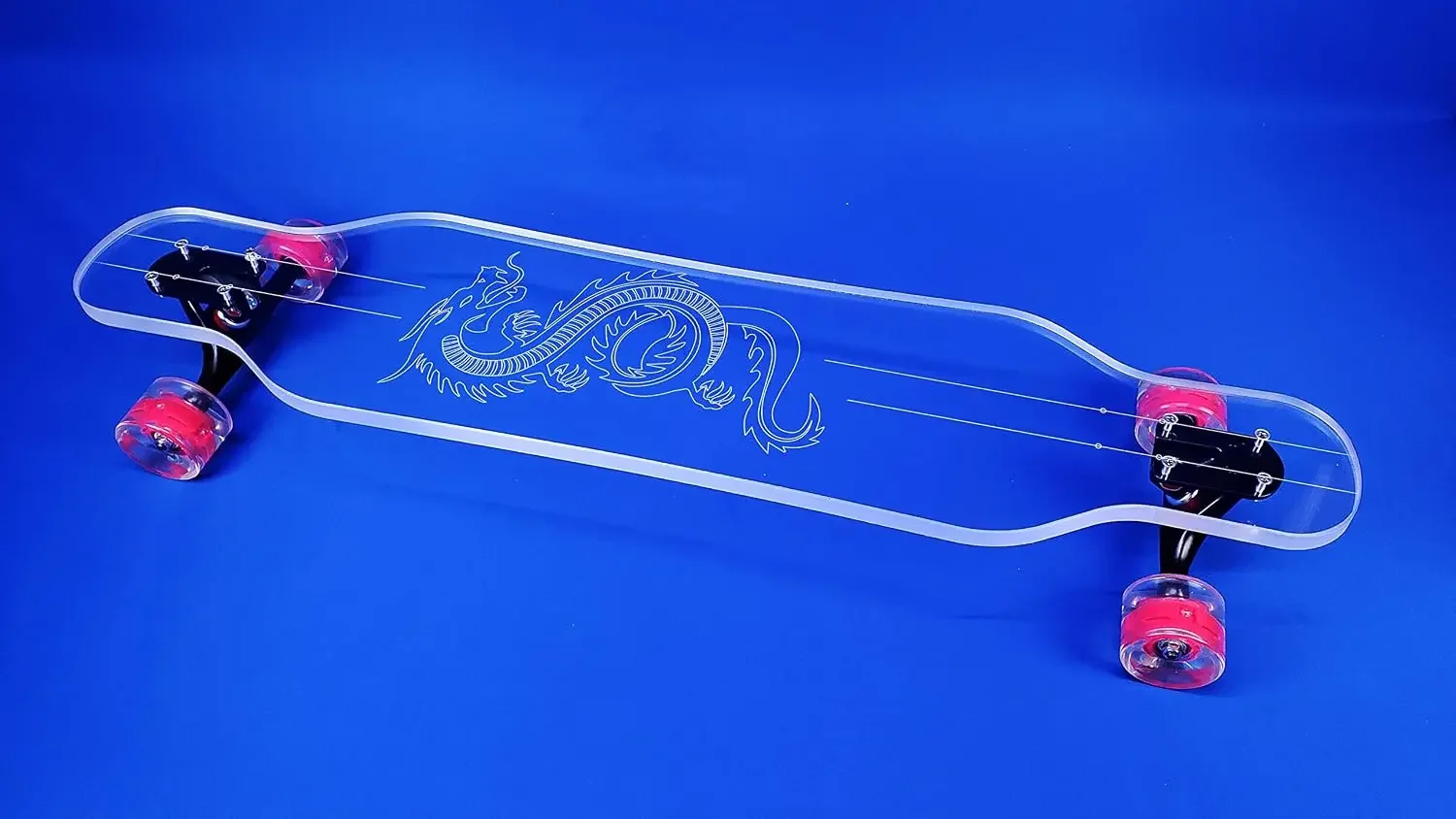 Clear Longboard Skateboard - Transparent Acrylic Long Boards with Light-Up LED Wheels for Smooth Rides - Ride The Streets in