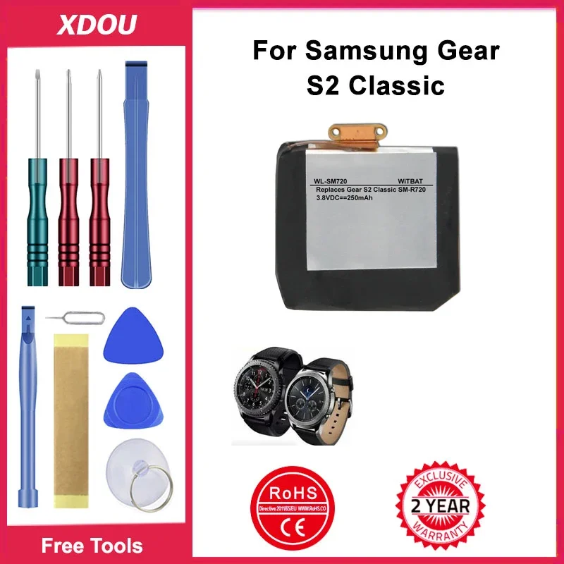 XDOU Battery 250mAh EB-BR720ABE For Samsung Gear S2 Classic R720 R732 Batteries Accompanying Tool