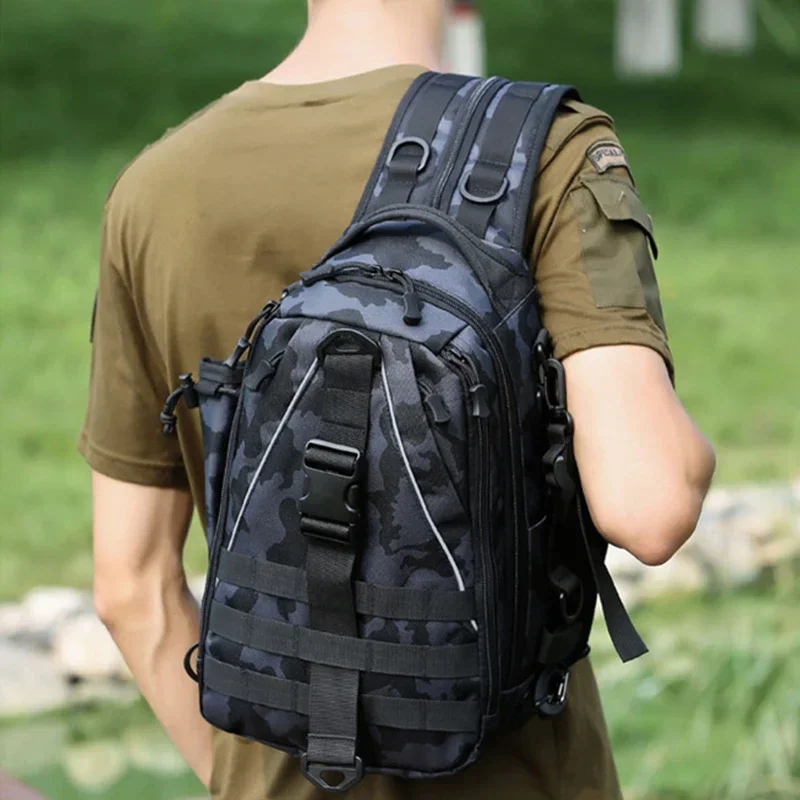 Crossbody Multifunction Fishing Bag Waterproof Tactical Backpack Climbing Outdoor Shoulder Sports Chest Bag for Men Women