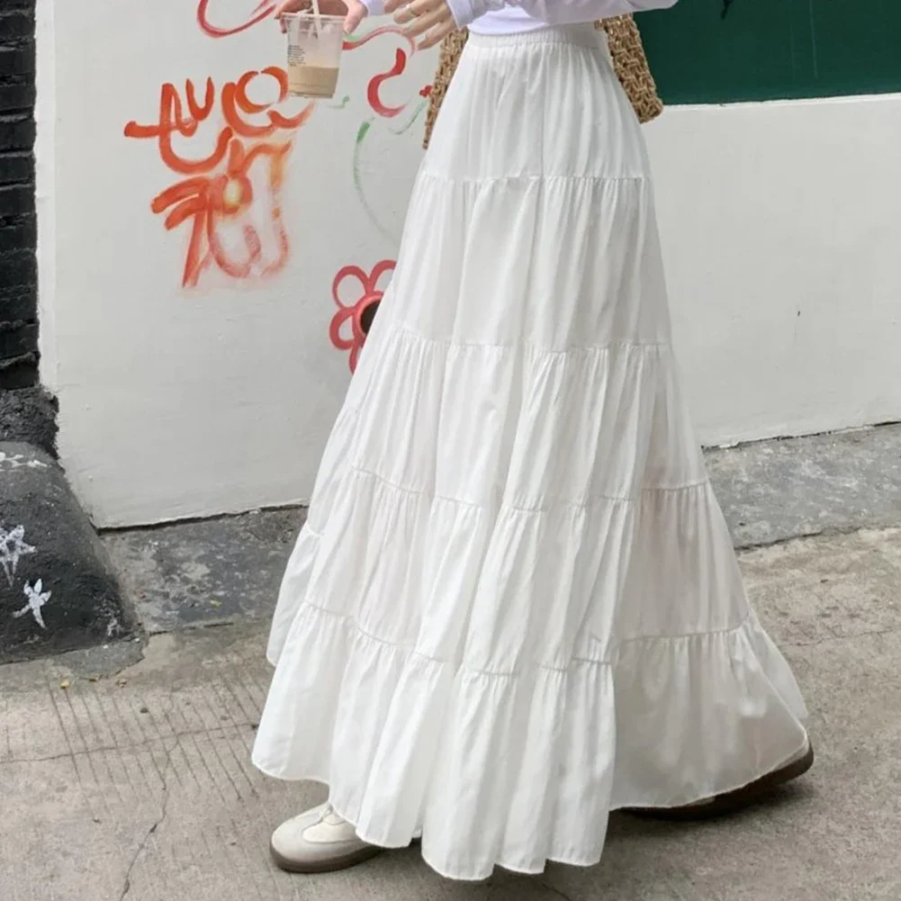 

Casual Women Skirt Vintage Long Skirt Black High Waist Skirt Commuting Outfit Four Seasons Use Polyester Fabric