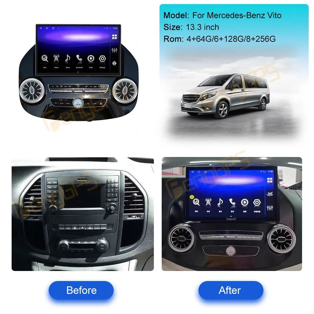 For Mercedes Benz V Class Vito Viano W447 2016 - 2020 Car Radio Wireless Carplay Android Auto Intelligent System Multimedia Unit