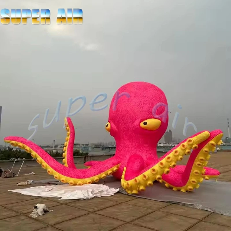 Decorazione esterna popolare gigante da 4 mH per modello di polpo gonfiabile rosa animale gonfiabile per feste