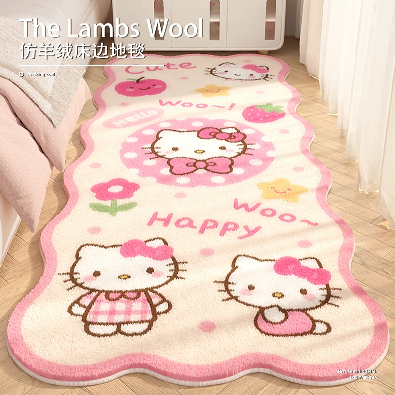 

Kawaii Sanrio Cartoon Hello Kitty My Melody Bedside Carpet Bedroom Blanket Girls' Room Thick Plush Anti Slip Floor Mat Gift Toys