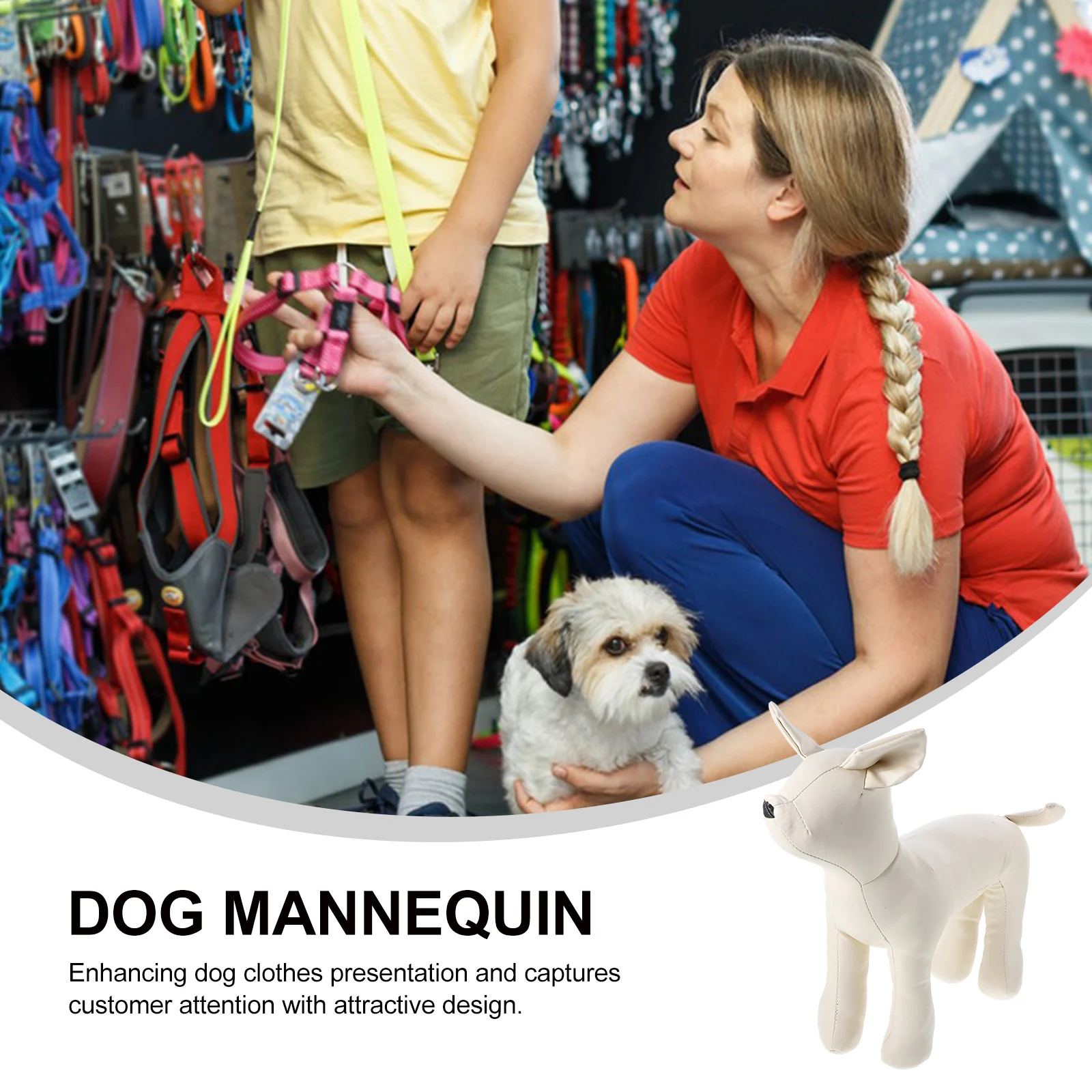 Mannequin debout robuste, vêtements d'exposition, conception réaliste Non déformable pour magasin d'animaux, taille S pour